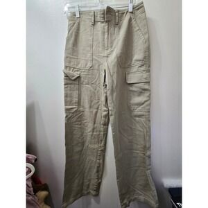 Elodie Women's Khaki Cargo Pants Size S Pockets Utility Style Trousers